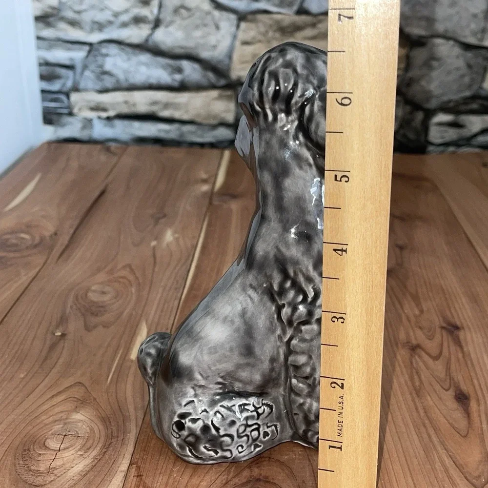 Vintage 1970s Gray Ceramic Noodle Poodle Dog 6.5